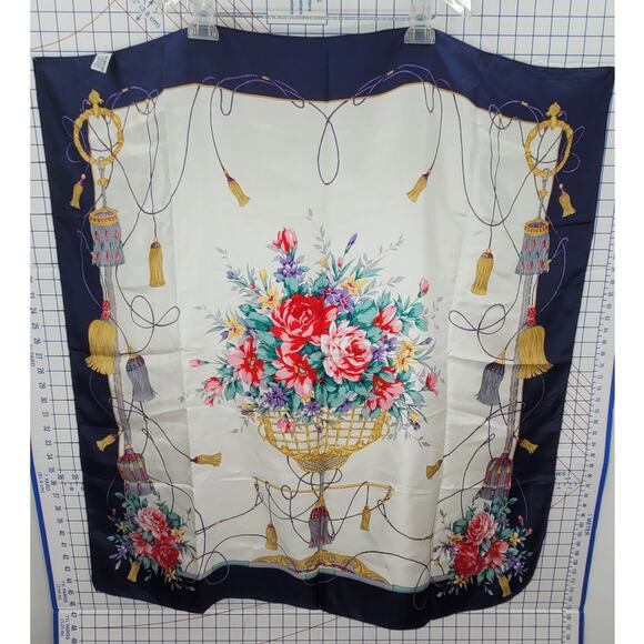Nordstrom Luxe Floral Silk Tassel Scarf Bold Statement Vintage Couture Print - Picture 4 of 11
